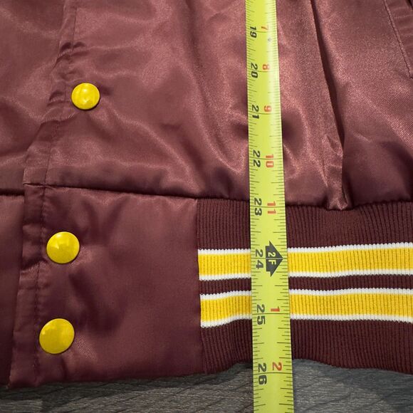 Vintage 80s West Wind Satin Jacket Maroon Snap Button Made in USA Mens Medium - Picture 7 of 8